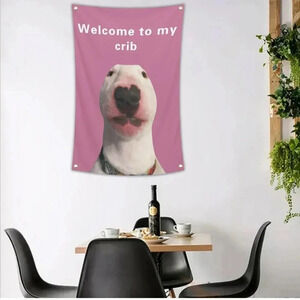 Welcome to My Crib Funny Flag 2x3Ft Wall Flag with 4 Brass Grommets for Party Ya